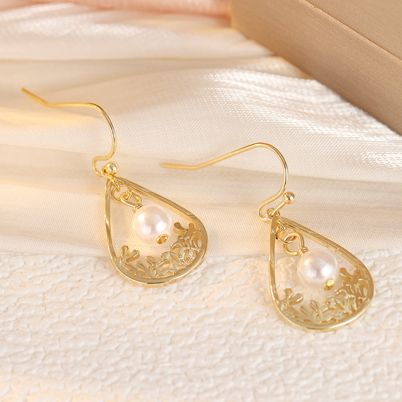 Vintage Hollow Water Drop Dangle Hook Earrings